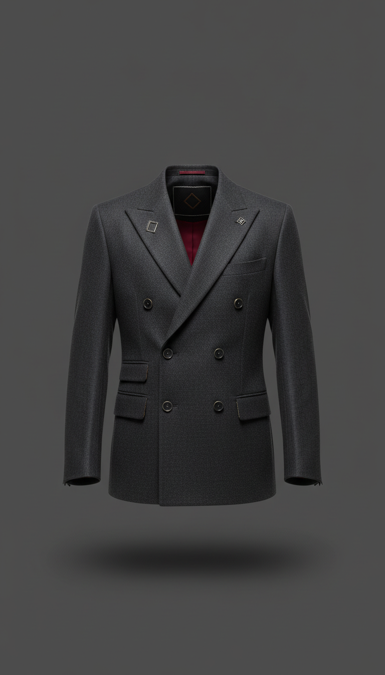Graphite Double-Breasted Wool Jacket