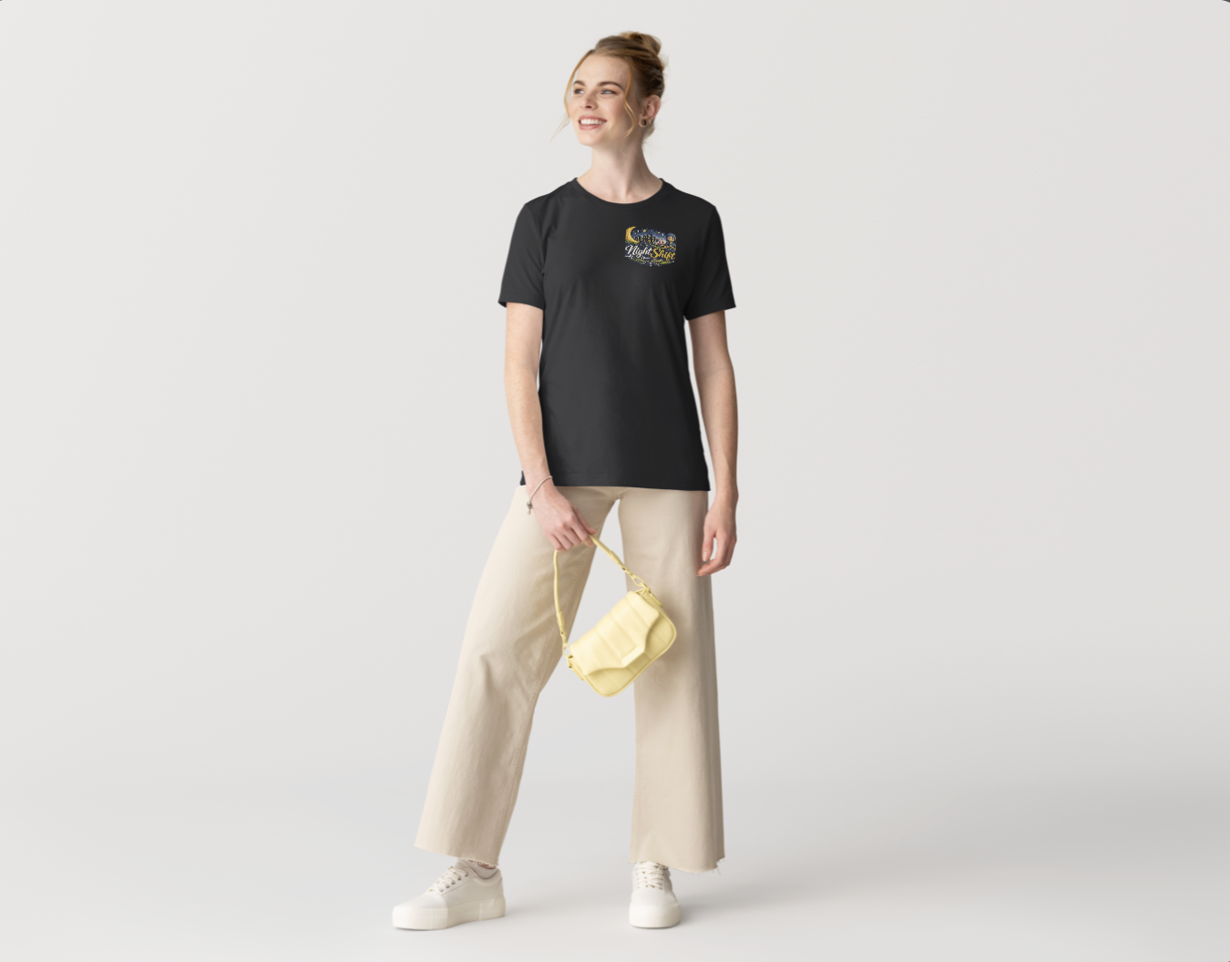 Night Shift Tee on model, full length